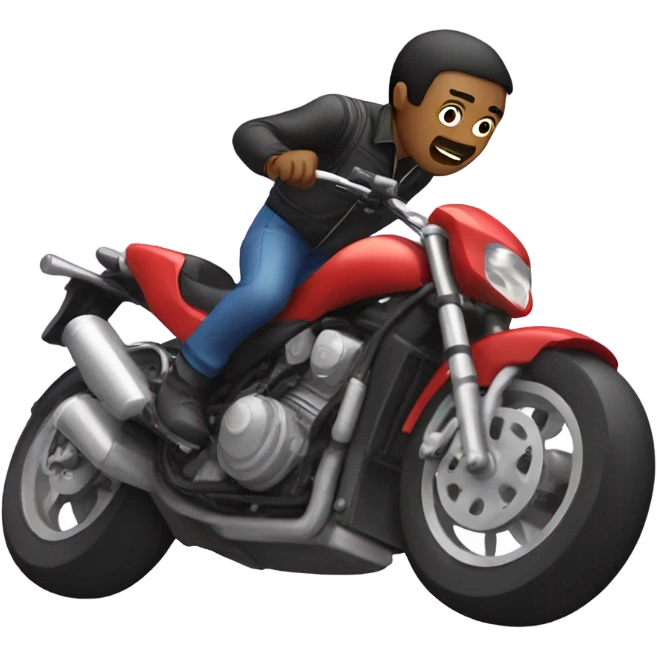 Man doing wheelie on motorbike emoji