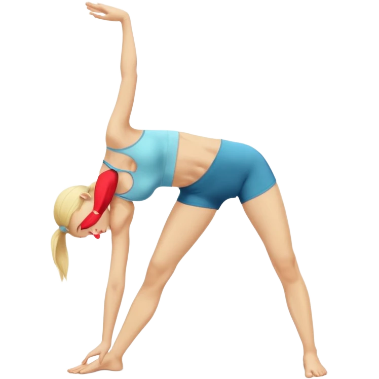 Nude woman, thin blonde, C Cup, Uttanasana emoji