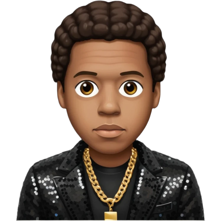 Jay-Z with dark brown hair, black sequin outfit emoji