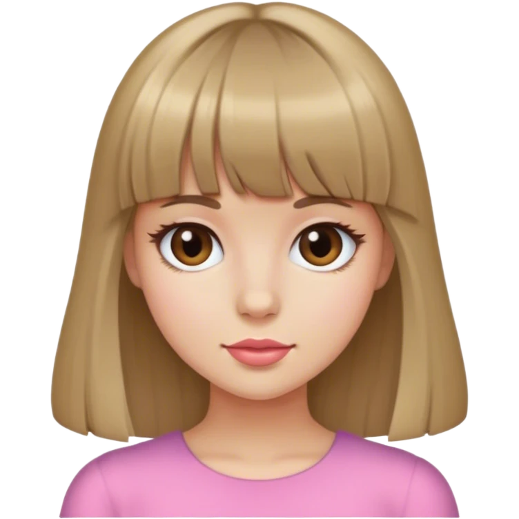 girly girl with dark blonde hair and bangs emoji