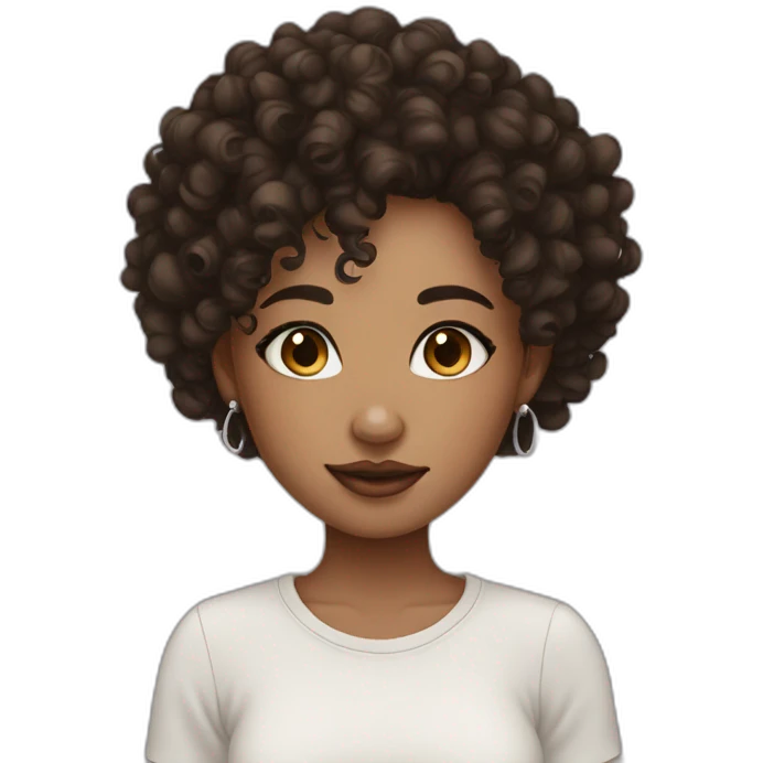 girl curly dark hair, septum earring emoji