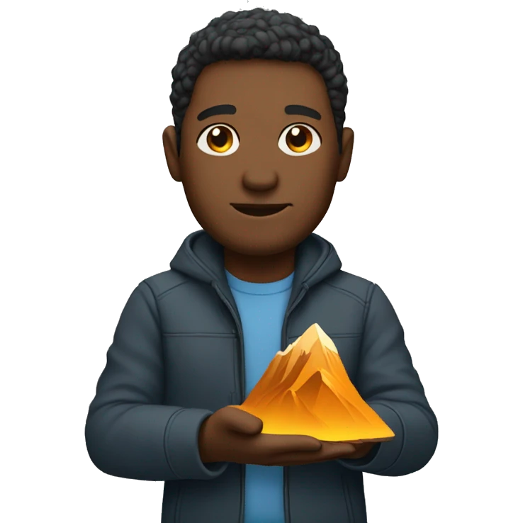 Man holding a mountain on his hand emoji