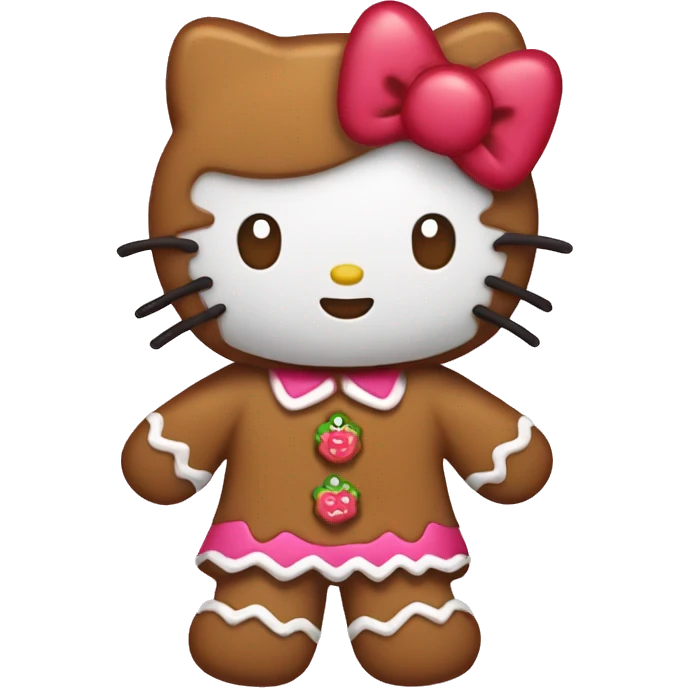 Hello kitty as a gingerbread in a gingerbread outfit emoji