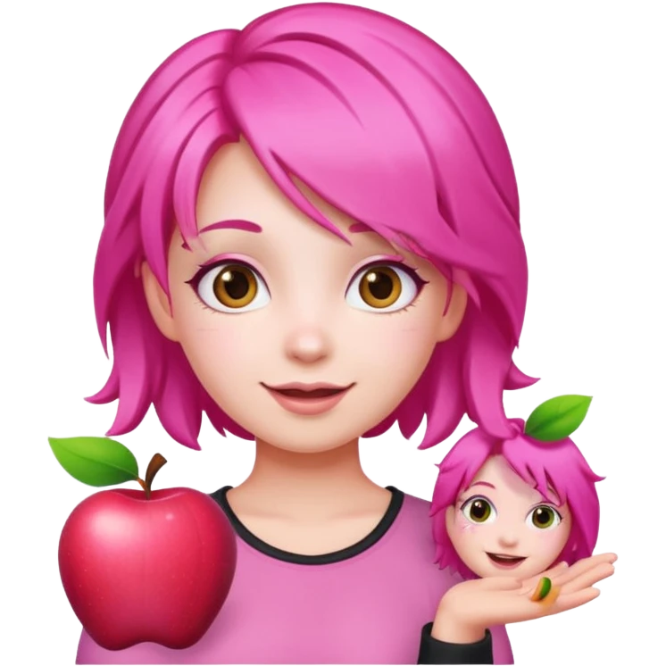 cute pink girl with cheerful pose. apple emoji style emoji