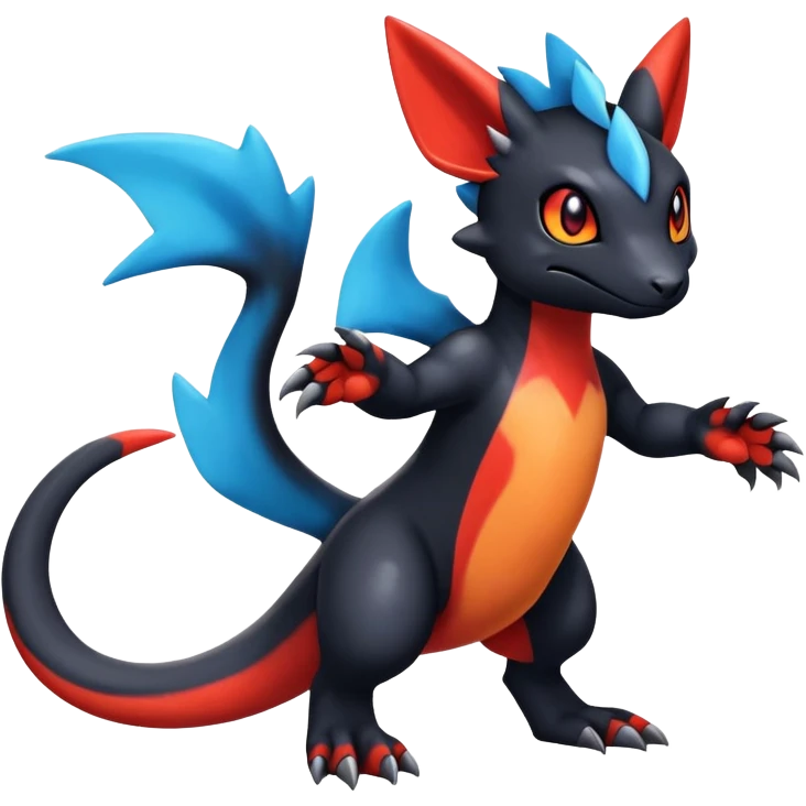 Cute Shiny Guilmon-Quilava-Salandit-Umbreon-Fakémon-hybrid-creature (full body)  emoji