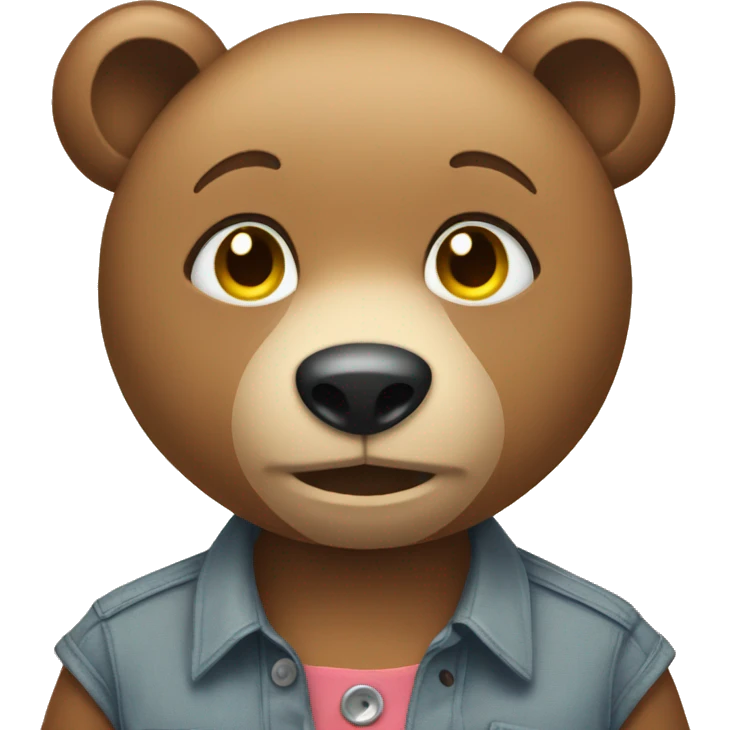 Female bear wearing a shirt with a lot of buttons emoji