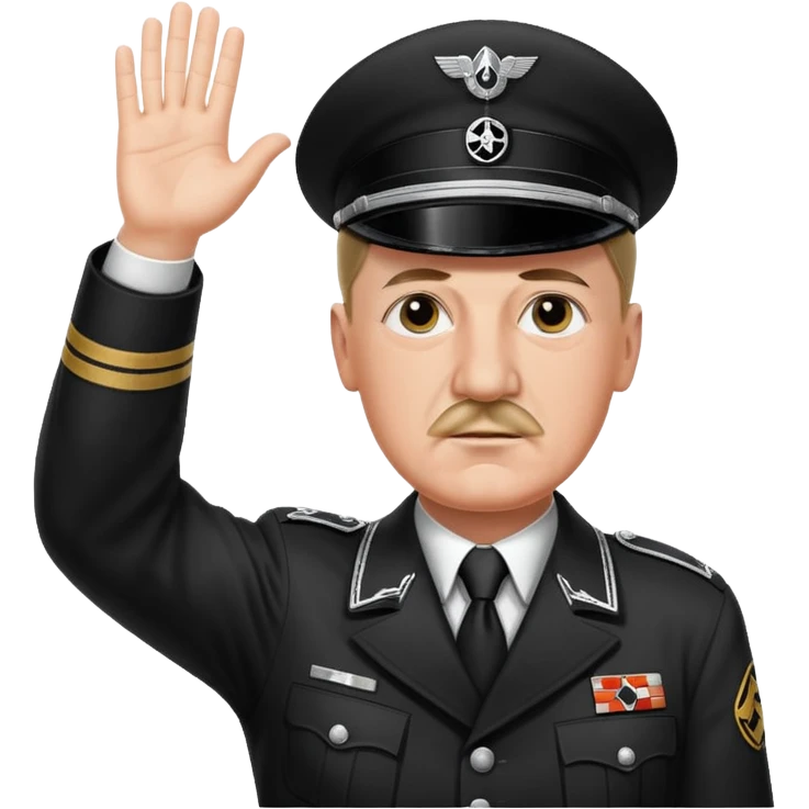 Hitler raising one hand straight out like a Sieg Hail salute in Black SS uniform  emoji