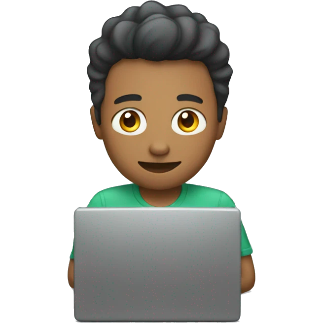 Guy using computer emoji