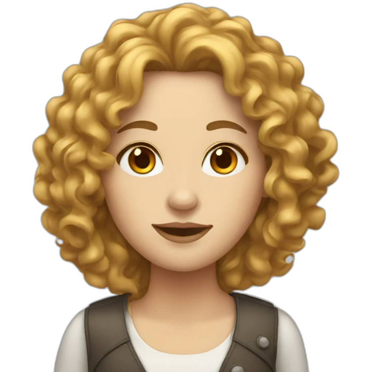 white woman with long curly hair emoji