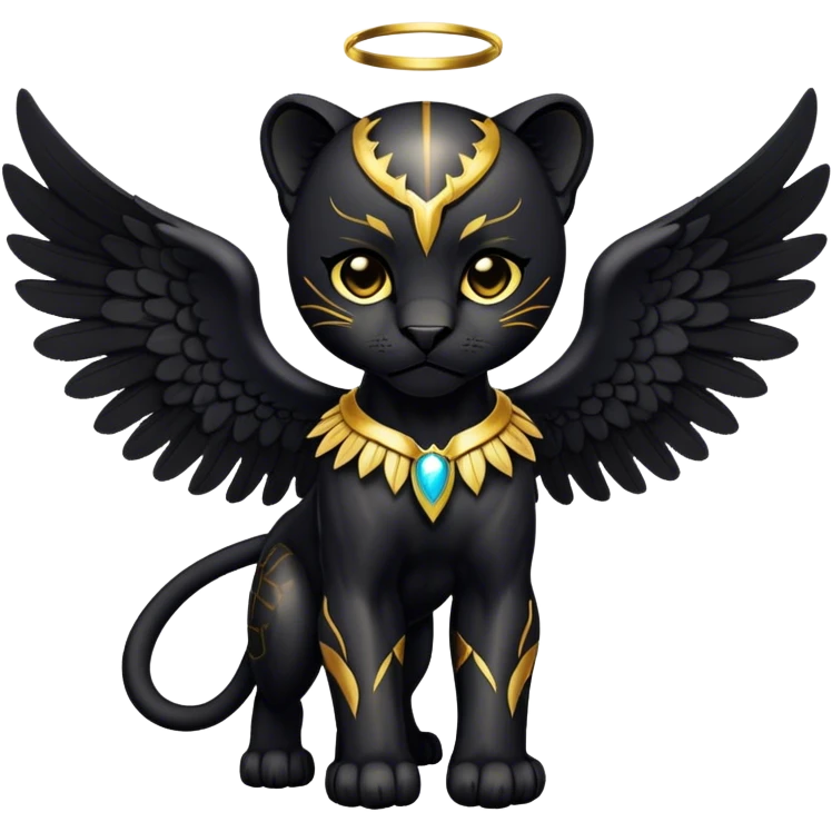 Black panther with angel wings  emoji