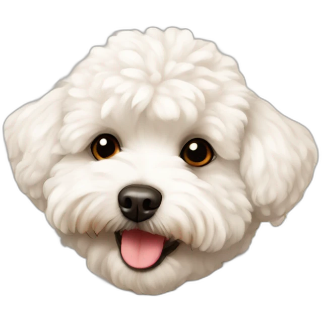 White maltipoo with autumn leaves emoji