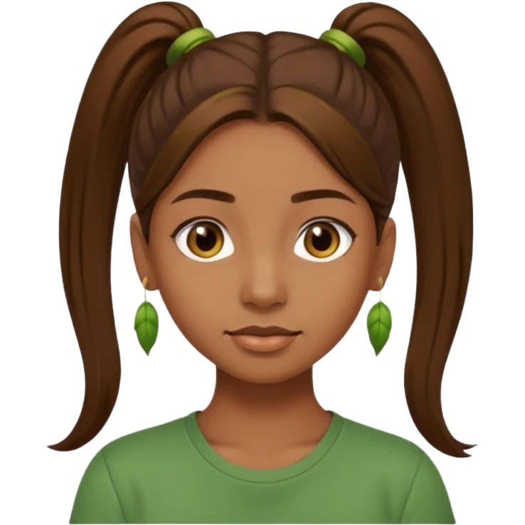 Make a zumba coach emoji, brown eyes, brown hair girl, green shirt withe "the roots" on it, longer pony tail hair emoji