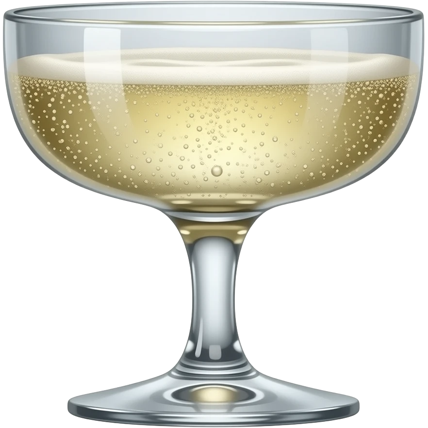 A champagne glass emoji in old money style, refined luxury, crystal details, elegant minimal design, soft glossy finish emoji
