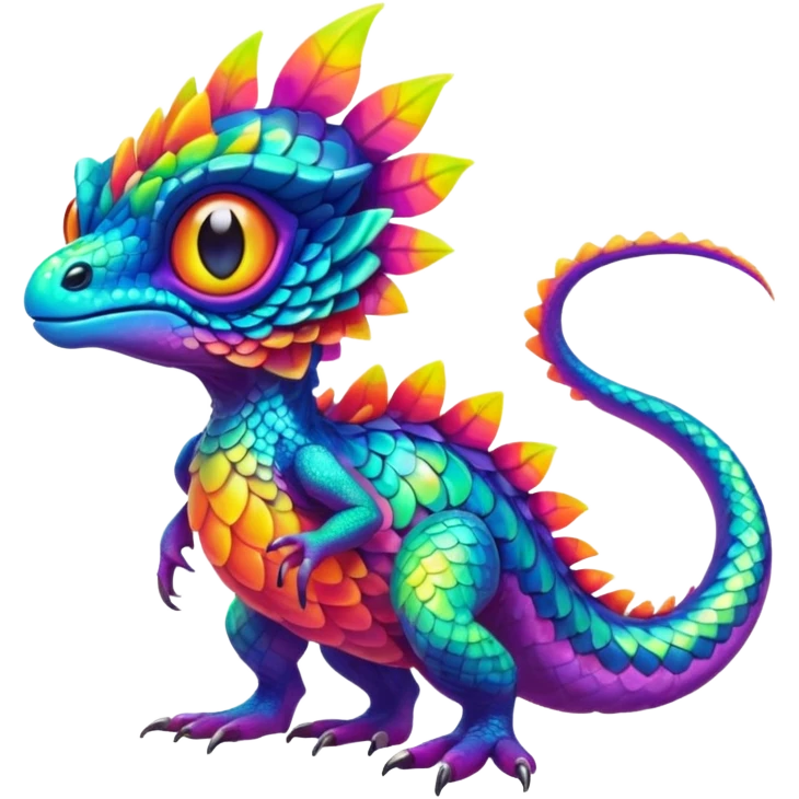 An exotic neon colorful unique bizarre eccentric Fakémon-creature (full body) emoji