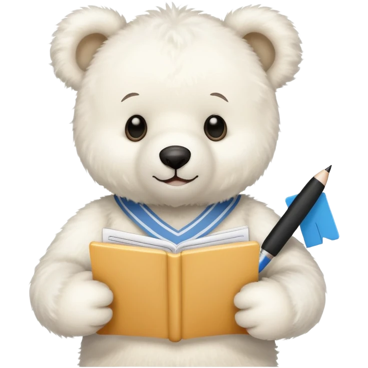 White teddy bear with report card  emoji