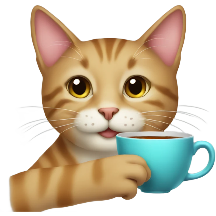 Cat drinking tea emoji