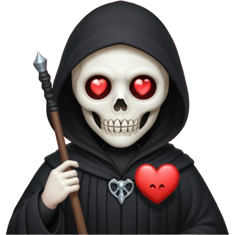 cute grim reaper with heart eyes emoji