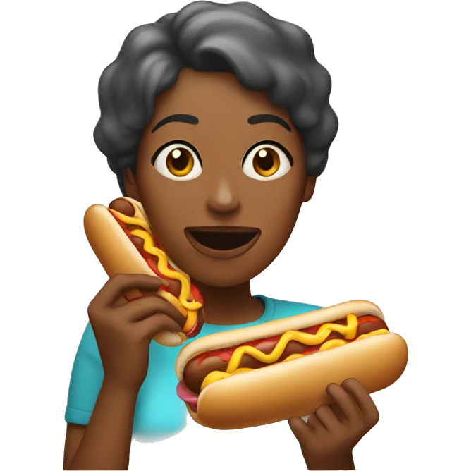 Mom eating a hotdog emoji