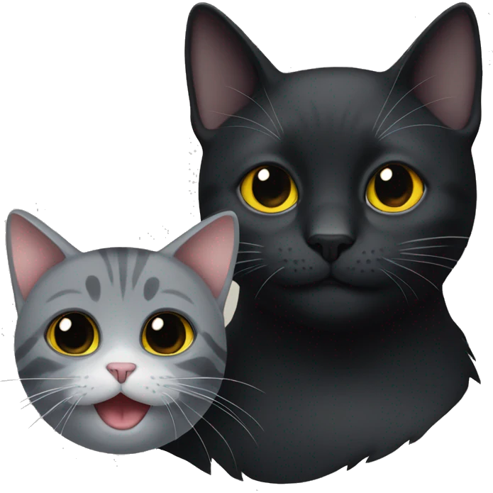 Black cat with gray cat emoji