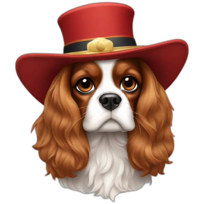King Charles Cavalier dog wearing a hat emoji