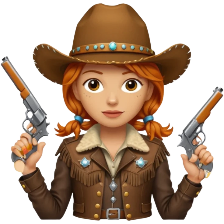 Ginger cowgirl with 2 pistols emoji
