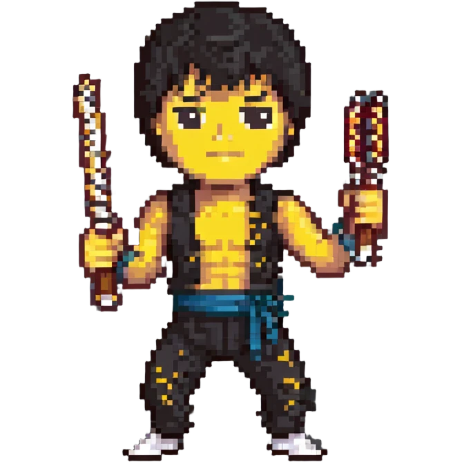 Bruce Lee with nunchaku emoji