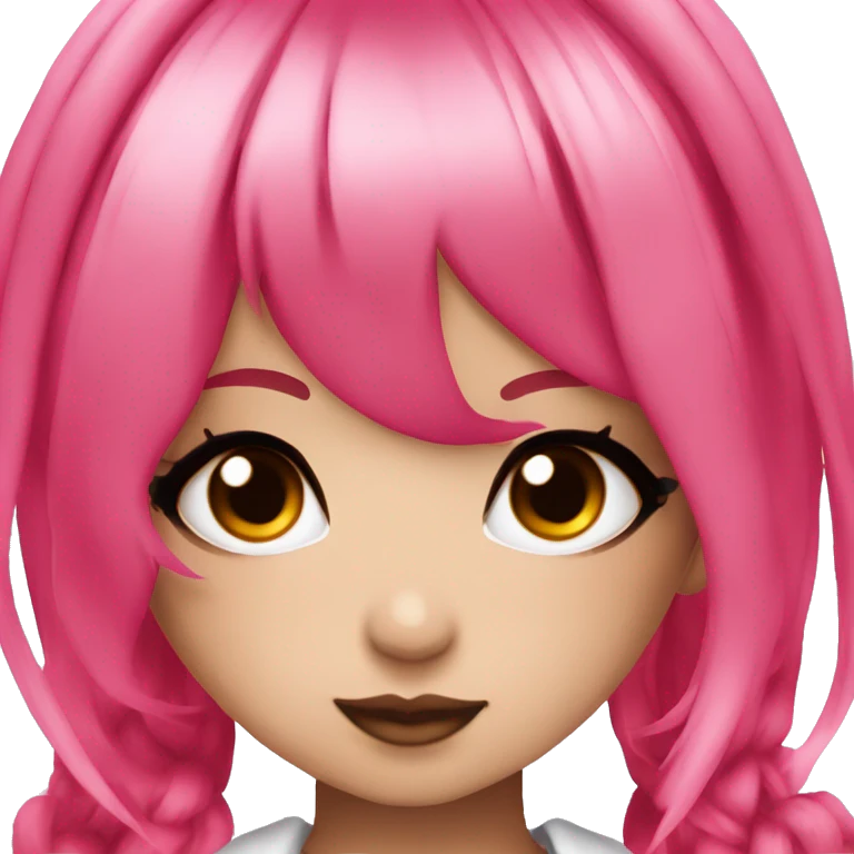 hime gyaru girl, hot pink and red split-dyed hair, dark makeup emoji