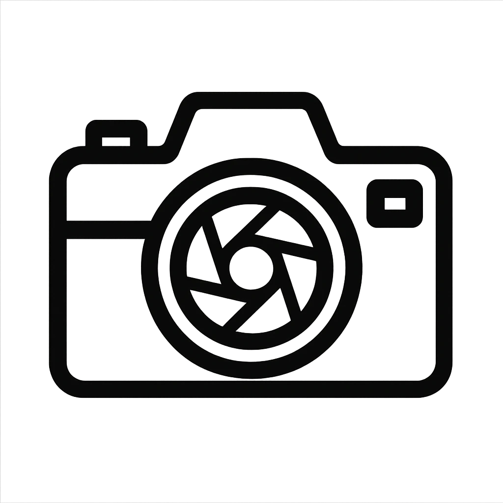 A camera icon with geometric shapes and clean lines emoji