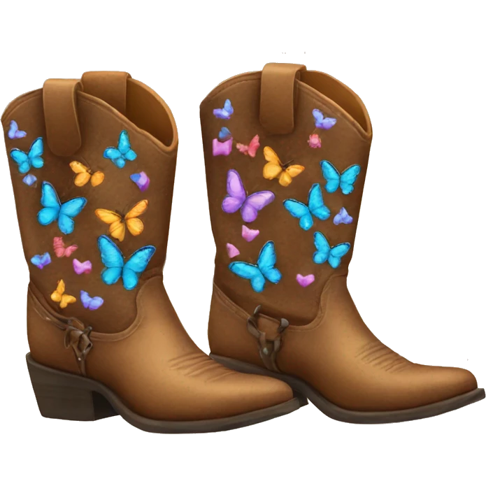 Cowboy boots covered in butterflies  emoji
