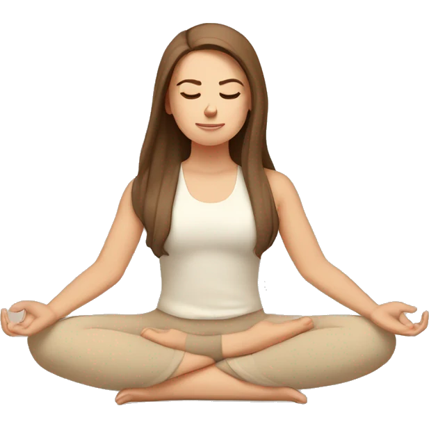 White Girl with brown hair doing padmasana in beige tones  emoji