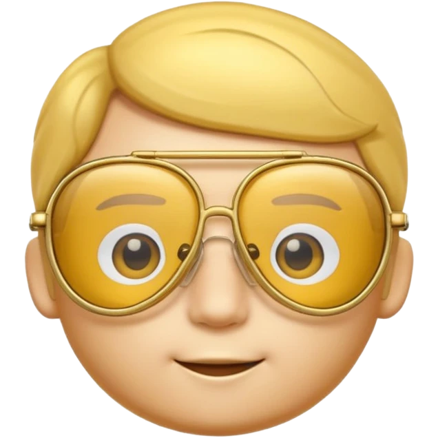 A 3D cartoon golden-yellow aviator Glasses, metallic frame with clear lenses, gentle highlights, Memoji-style. only glasses emoji