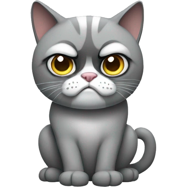 Grey grumpy cat emoji
