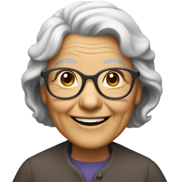 smiling old woman with glasses emoji