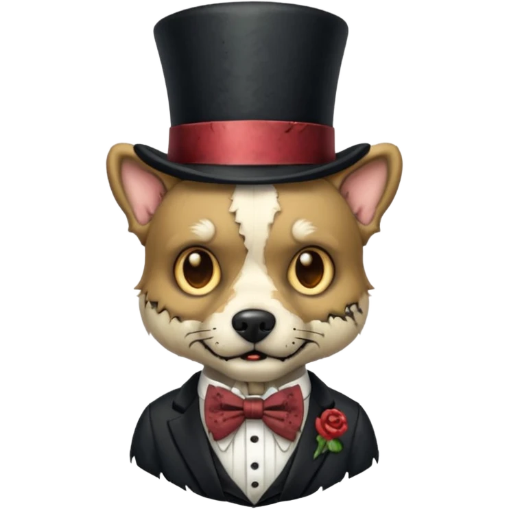 zombie dog with bow tie and top hat emoji