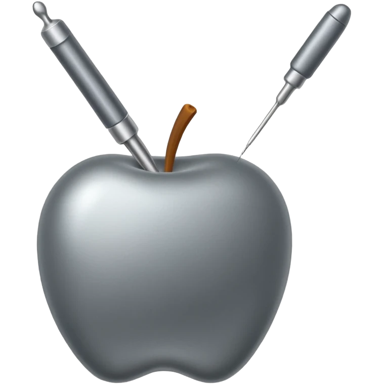 gray sewing needle, smooth and minimal, Apple emoji style emoji