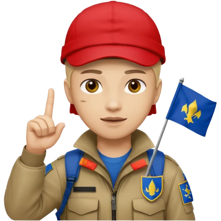 Red with tactical capholding bosnia flag one finger up emoji