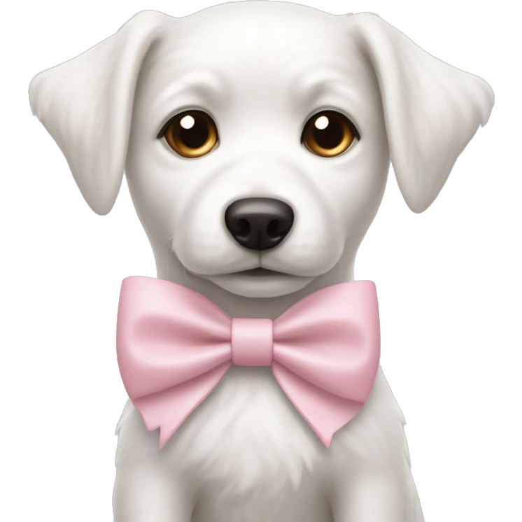 A ￼white dog with a light pink bow  emoji