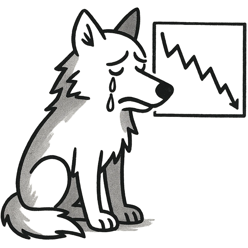 simple, stark depiction of a wolf emoji