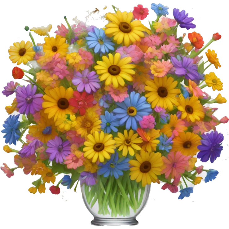 1000 colorful flowers in a clear vase emoji