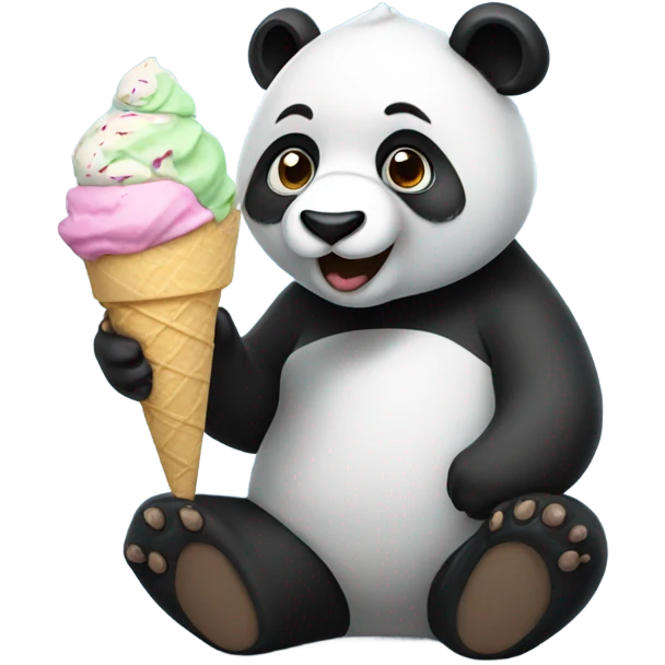 Panda eating ice cream emoji