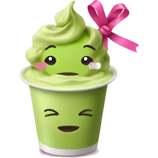matcha with pink ribbon emoji