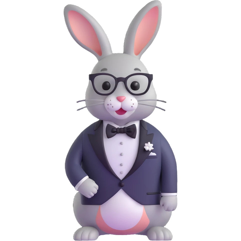 sophisticated bunny in tuxedo and bow tie emoji