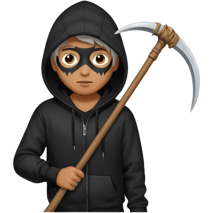 crane en capuche noir avec une faux emoji