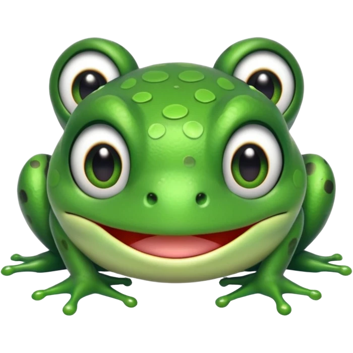 simple kawaii frog, very simple dot eyes, vey big pupils emoji