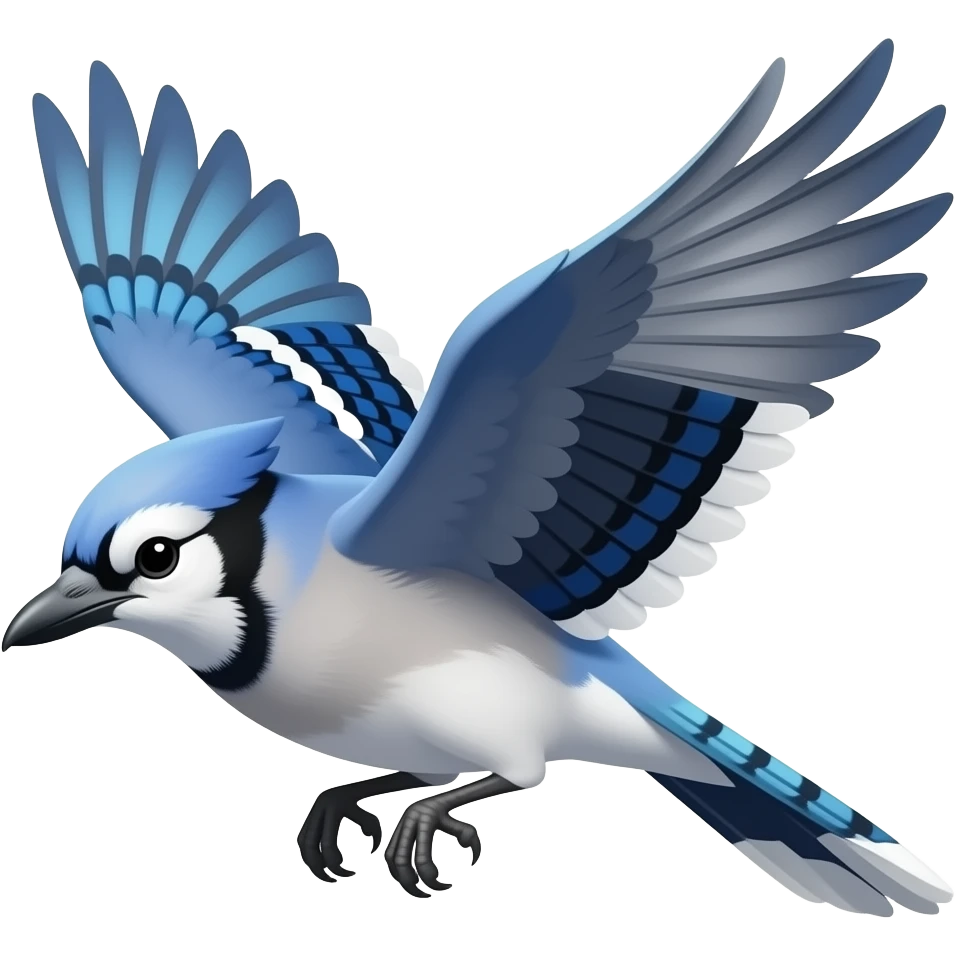 A blue Jay 2d cartoon flying emoji