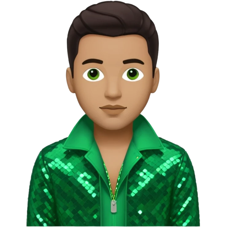 Sam Watters, Male R&B Singer (b. 1970) from Color Me Badd with long dark brown hair, green sequin outfit, light skin  emoji