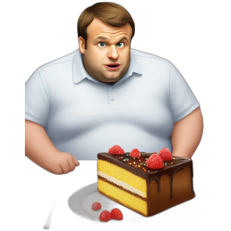 emmanuel macron morbidly obese eating cake emoji