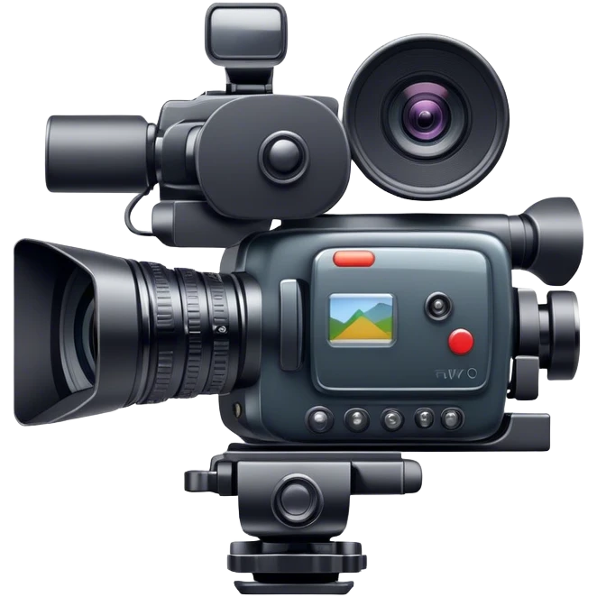 Create an emoji for video shooting. Show a video camera with a recording icon. Use modern, professional colors. Do not include any emojis or smiley faces. Make the background transparent. emoji
