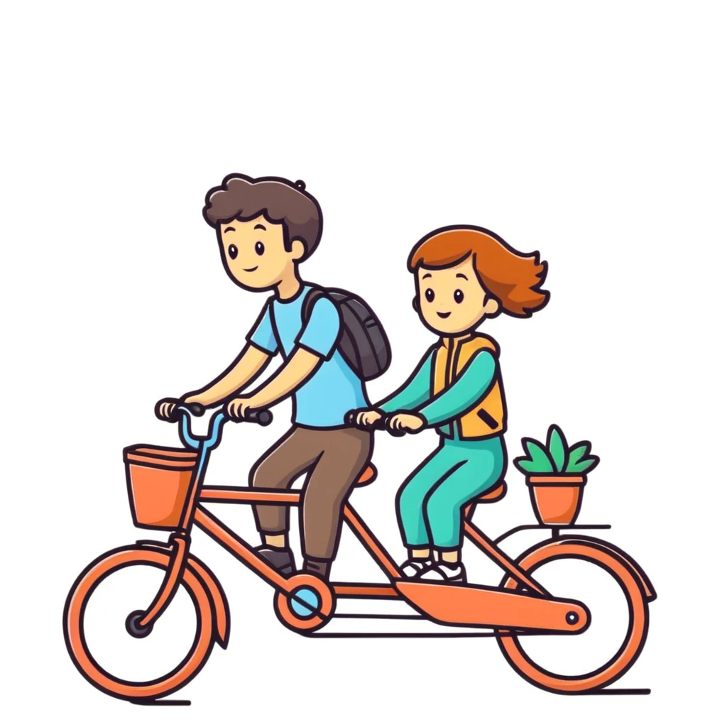 man and girl riding a bicycle together emoji