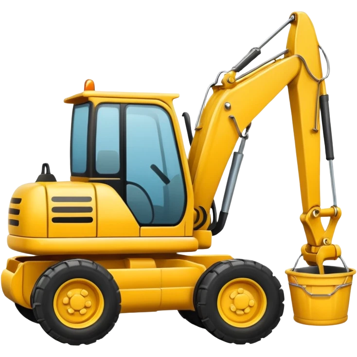 A realistic looking but cartoon excavator emoji